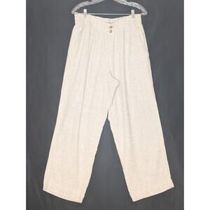 BRIGGS Womens Large Linen blend pull On Tan Pants Minimalist hippie natural